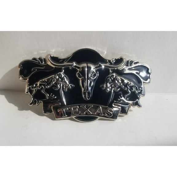 Texas Bull Belt Buckles Black & Silver
