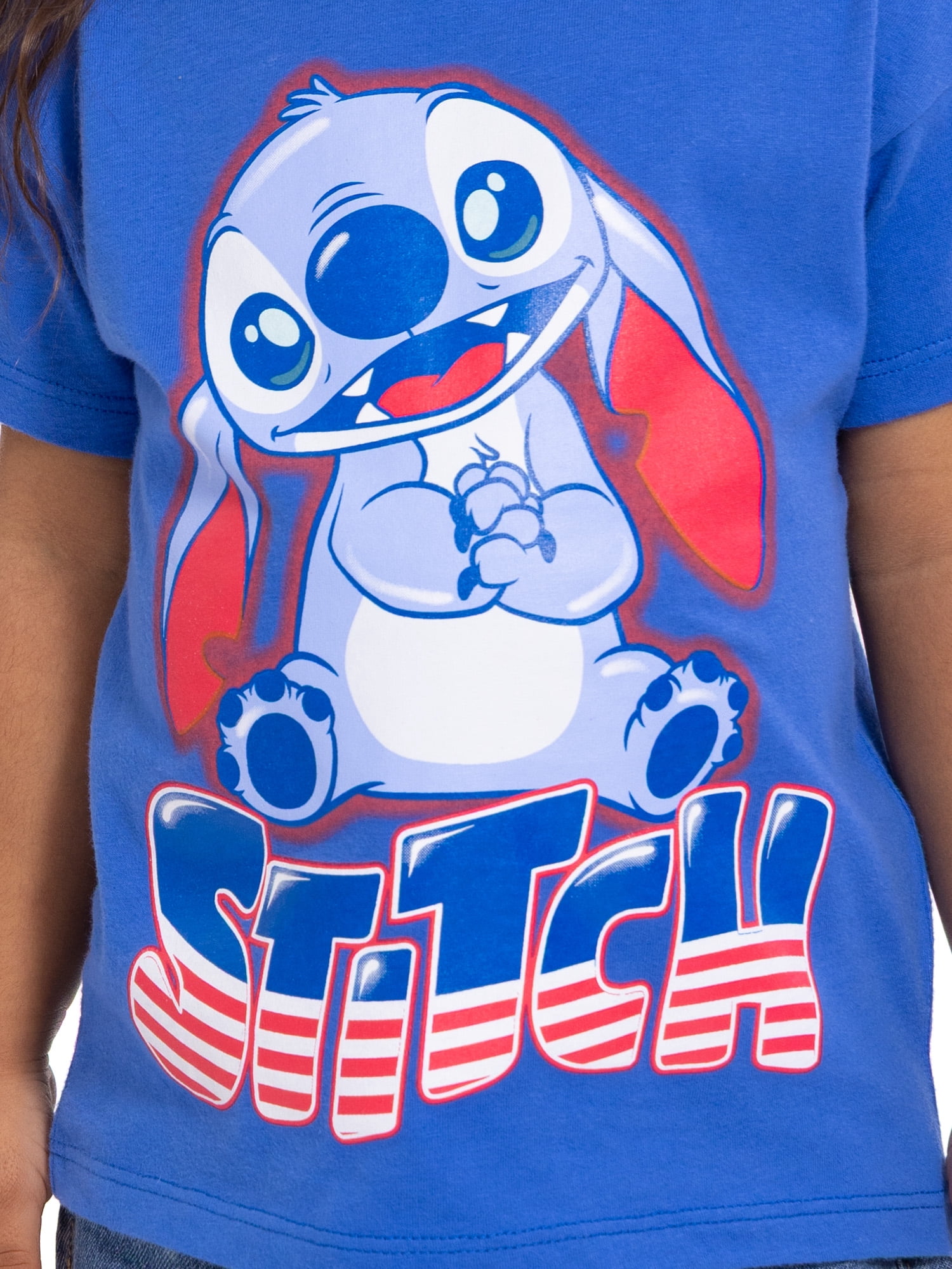 Stitch Toddler Graphic Americana Crewneck Tee with Short Sleeves, Sizes 12M-5T