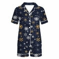 thumbnail image 5 of FDGIU Women's Christmas Pajama Short Set, 2-Piece Short Sleeve Lapel Top & Shorts, Holiday Print Matching Lounge & Sleepwear, 5 of 7
