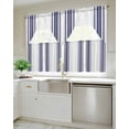 thumbnail image 4 of Navy Blue Striped Kitchen Curtains Swag Valance and Tier Curtains Set 24 Inch Length, Modern White Striped Abstract Art Aesthetics Rod Pocket Drape Panels Pair Swag Curtains for Bathroom/Cafe/Window, 4 of 6