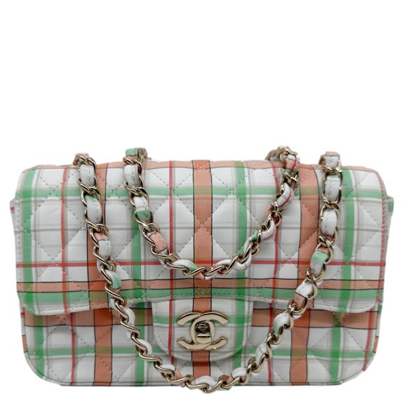 Pre-Owned Pre Owned Chanel Classic Rectangular Flap Mini Leather Crossbody Bag White