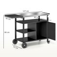 thumbnail image 2 of Support de BBQ Extérieur avec Table d'Appoint Pliable, Chariot de Four à Pizza en Acier Inoxydable avec 3 Tablettes, Roues et Crochets, Station de Gril en Métal Noir pour Patio et Jardin, 50 Pouces L x 20.1 Pouces P x 33.1 Pouces H, 2 of 7