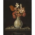 thumbnail image 2 of Jan Baptist van Fornenburgh 15x18 Gold Ornate Wood Frame and Double Matted Museum Art Print Titled - Still Life with Tulips, Crocuses, Primroses and Other Flowers in a Vase on a Stone Plinth, 2 of 4