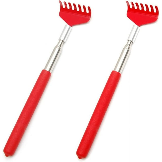 Grattoir à Dos Extensible en Acier Inoxydable Télescopique Ultime (Lot de 2, Rouge)
