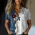 thumbnail image 2 of Women's Tops, Tees & Blouses Printed Cotton Short Sleeve Button Down Womens Spring Summer Shirts, 2 of 4