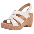 thumbnail image 1 of Clarks Sandale Compensée Giselle Beach, Cuir Blanc, 9 Moyen, 1 of 1