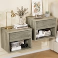 thumbnail image 4 of Zimtown Fluted Floating Nightstand Set of 2, End Table Wooden Bedside Table Large Capacity Easy to Assemble, Gray, 4 of 8
