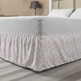 thumbnail image 1 of Doodle Bed Skirt, Cartoon Styled Cats Bats and Skulls Japanese Inspired Kawaii Design, Elastic Bedskirt Dust Ruffle Wrap Around for Bedding Decor, 4 Sizes, Pale Pink Pale Blue, by Ambesonne, 1 of 2