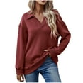 thumbnail image 2 of Yuwull Womens Oversized Waffle Knit Crewneck Sweatshirts Long Sleeve Side Slits Casual Pullover Sweatshirt Tops, 2 of 4