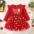thumbnail image 2 of XEGLSBU Christmas Outfits for Girls 12-14 Toddler Baby Girls Christmas Xmas Cartoon Deer Letter Printed T-shirt Tops +Plaid Suspender Skirts Outfits 1-Red Size 2-3 Years, 2 of 9