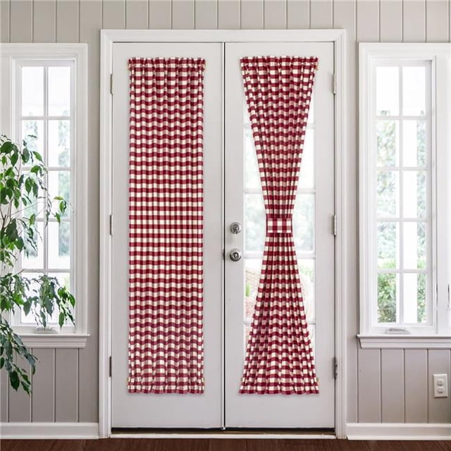 25 x 72 in. Polyester Light Filtering Rod Pocket Buffalo Check Curtain Panel, Burgundy