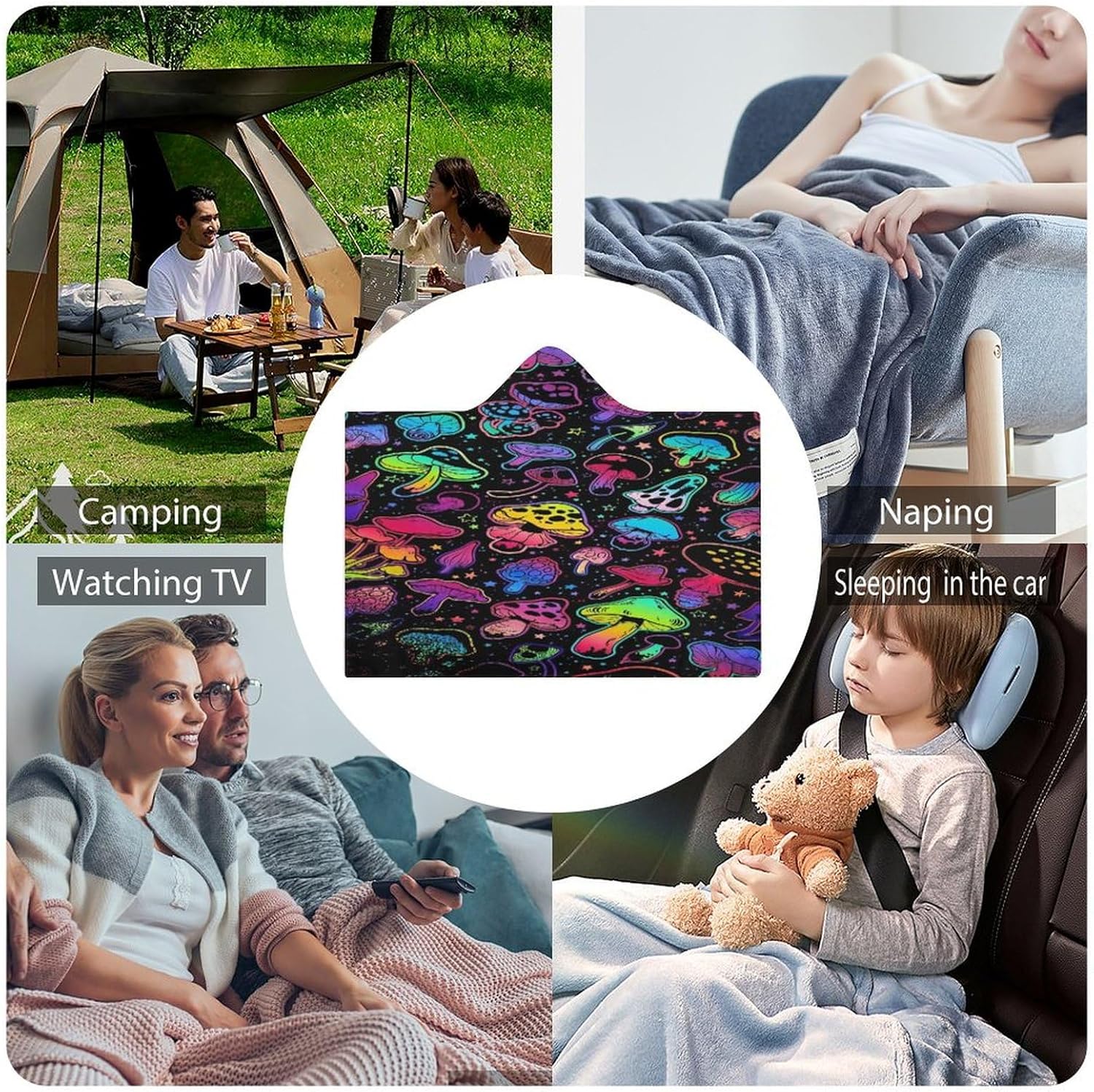 Mushroom Hooded Blanket Mushrooms Gifts for Women Mushrooms Wearable Blanket Hoodies Blankets for Bed Room Decorative