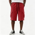 thumbnail image 5 of Men's Solid Corduroy Cargo Shorts Multi Pocket Elastic Drawstring Waist Relaxed Knee Length Streetwear Casual Workout Shorts, 5 of 6