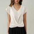 thumbnail image 2 of Kcolen Women's Dressy Casual Blouses To Wear with Jeans Summer Solid Color Short Sleeve T-Shirts V Neck Comfy Trendy Pullovers Loose Fit Fashion Blouse for Women, 2 of 6
