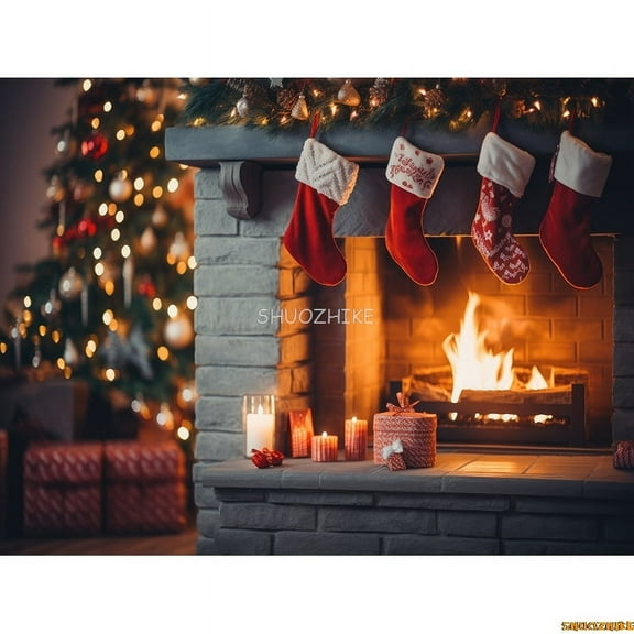 Merry Christmas Background Cosy Living Room With Xmas Tree ration Snow New Year Winter Holiday Photography Backdrops XM-02