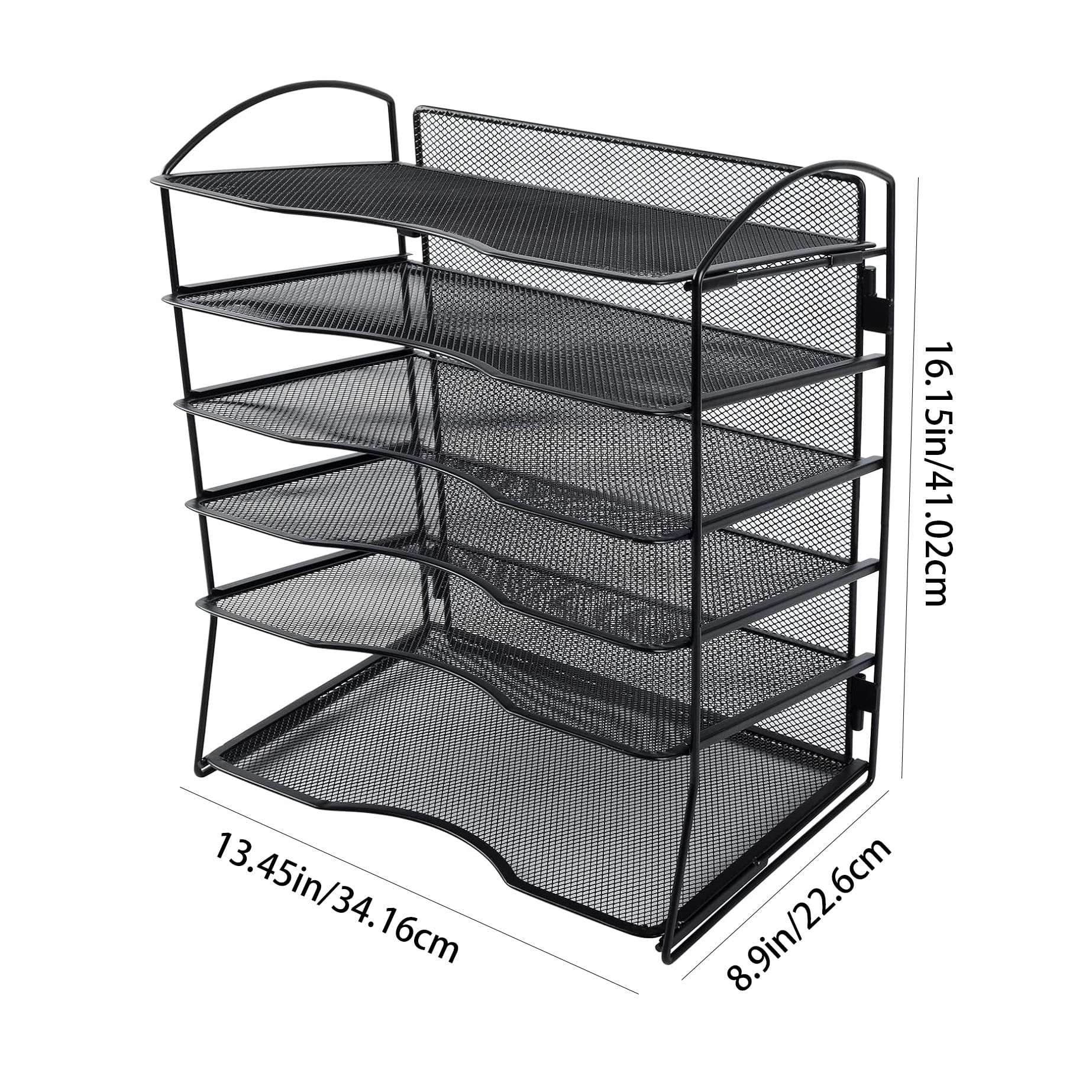 EasyPAG 6-Tier Mesh Desk File Organizer - Screwless Assembly Desktop File Folder Holder, Black Paper Sorter for Office Home School Document Organization