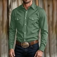 thumbnail image 6 of Bosfbaoi Long Sleeve Button Down Shirts for Men Western Style Point Collar Dual Chest Pockets Solid Casual Work Shirts, 6 of 7