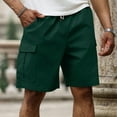 thumbnail image 7 of Men's Shorts Plus Size Elastic Waisted Solid Color Casual Beach Summer Shorts with Multi Pocket Army Green M, 7 of 7