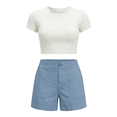 thumbnail image 6 of DORKASM Shorts for Women Bermuda Trendy Casual Summer High Waisted Wide Leg Shorts Ribbed Elastic Waist Comfy Beach Linen Shorts with Pockets Royal Blue XL, 6 of 6