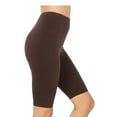 thumbnail image 1 of Zenana Women Ladies Mid Thigh Stretch Cotton High Waist Active Bermuda Biker Short Leggings Brown X-Large, 1 of 1