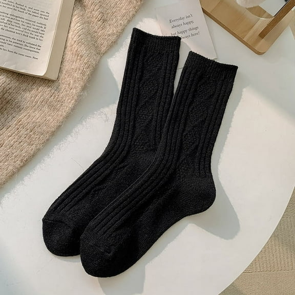 Firefly Hope women's wool socks are suitable for hiking boots, warm knit and comfortable winter workwear work soft socks, black, 2 pairs