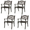thumbnail image 1 of Costway 4 PCS Cast Aluminum Patio Chairs Set of 4 Outdoor Dining with Armrests & Curved Seats Bronze, 1 of 9