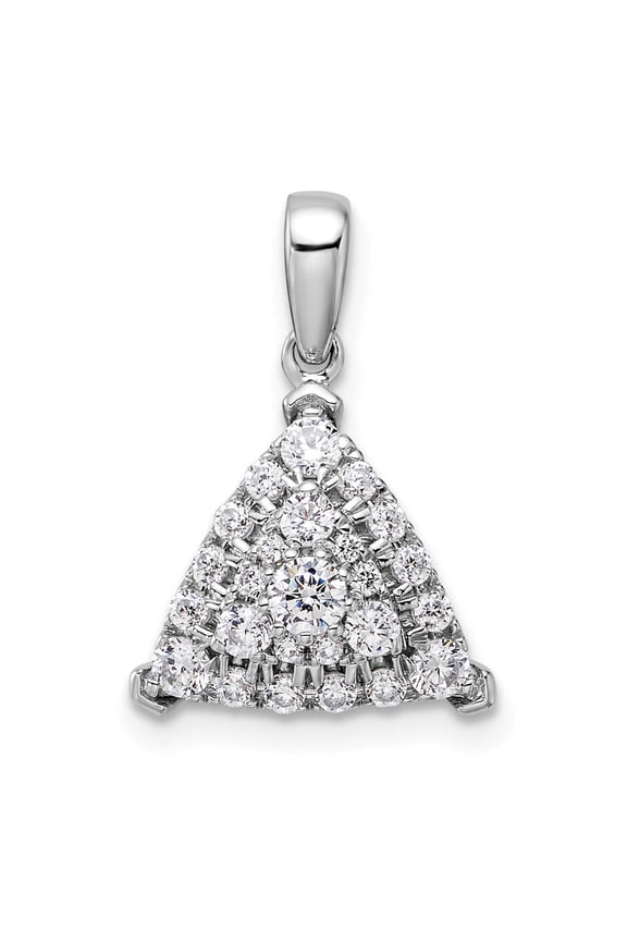 14k White Gold 1/2 carat Lab Grown Diamond VS/SI+ G+ Complete Triangle Cluster Pendant
