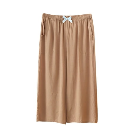 

Women s Capri Pajama Pants Lounge Causal Summer Bottoms Baggy Comfy Wide Leg Cropped Sleep Pants with Pockets