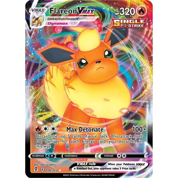 Carta coleccionable Pokémon Flareon VMAX 018/203 Ultra Rare