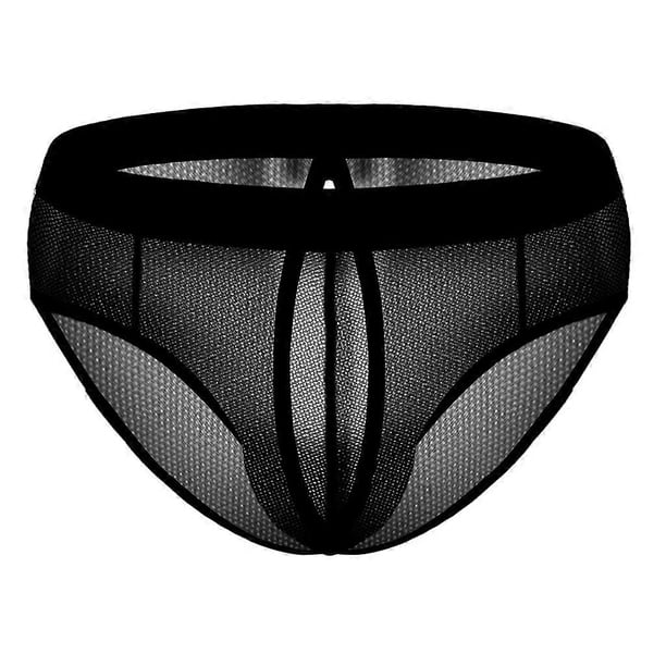 Men s sexy underwear with open back mesh translucent breathable elasticated briefs