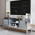 thumbnail image 4 of Atumcto Mirrored TV Stand with Adjustable Storage and Crushed Diamond Glass Doors for 65in TVs, 4 of 14