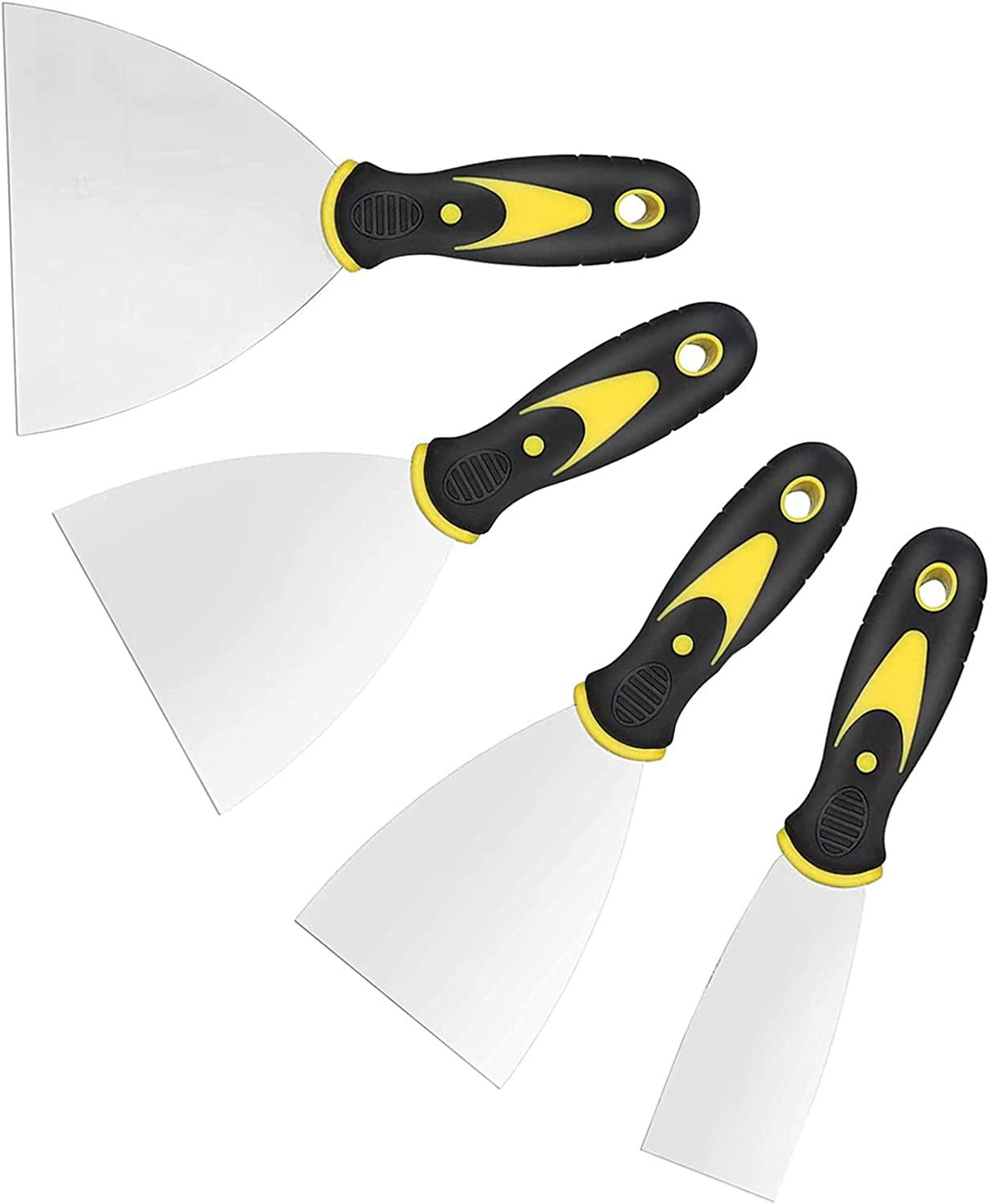 Wallpaper Scrapers, 2'', 3'', 4'', 5'' Wide Putty Knife Set, Metal Spackle Knives Paint Tools