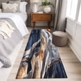 thumbnail image 4 of 2'x6' Rug Runners for Hallways Kitchen, Orange Navy Blue Non Slip Entryway Beside Floor Carpet Runner, Marble Stone Abstract Art Washable Laundry Room Bedroom Throw Rugs Mat for Family Pet, 4 of 8