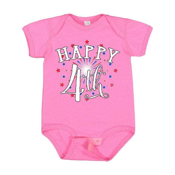 Inktastic Happy 4th- Fourth of July firework Boys or Girls Baby Bodysuit