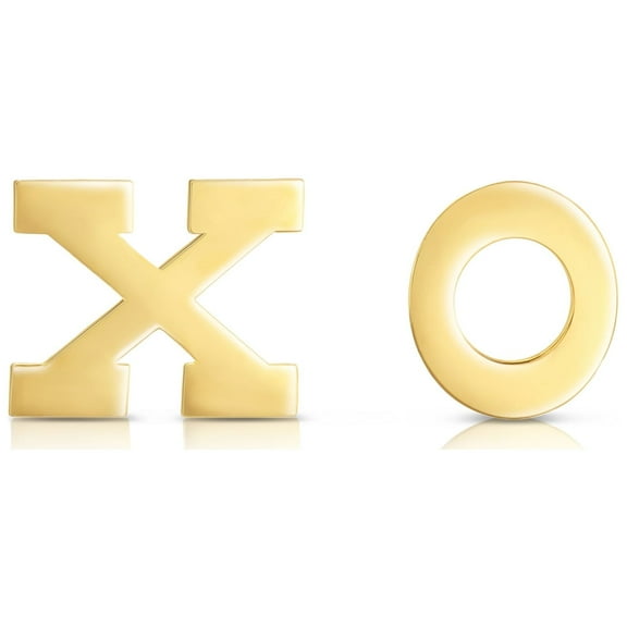 Tilo Jewelry 10K Yellow Gold Love XO Stud Post Earrings with Secure Screw-Backs | Everyday Dainty Small Earrings for Women & Unisex