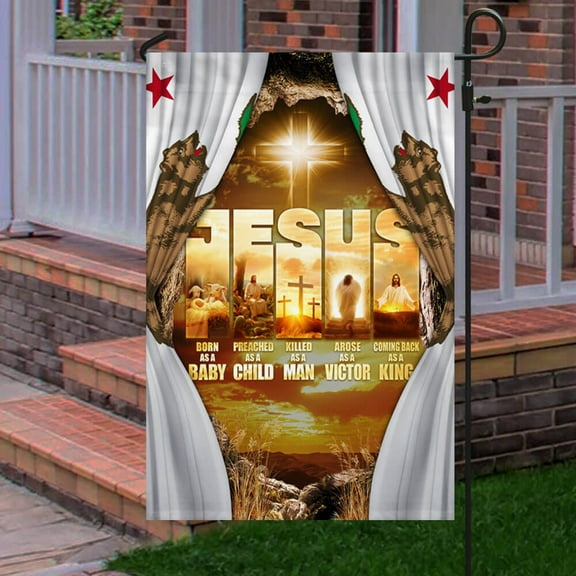 Christmas Garden Flag - Jesus. My God. Coming Back As A King California American Flag THB3537Fv1