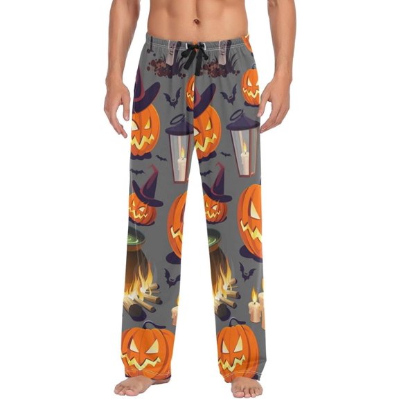 GZHJMY Pumpkins and Lanterns on Dark Pajama Pants For Men, Men's Separate Bottoms, Small, Lounge Pants with Pockets, Christmas New Year Birthday Gifts, Small, Christmas New Year Birthday Gifts, Small
