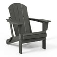 thumbnail image 3 of WestinTrends Malibu 3-Pieces Adirondack Chairs Set with Side Table, All Weather Outdoor Seating Plastic Patio Lawn Chair Folding for Outside Porch Deck Backyard, Gray, 3 of 15