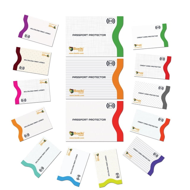 Set de fundas con bloqueo RFID Boxiki Travel con codificación de colores