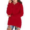 thumbnail image 2 of UACY Girls Fuzzy Fleece Sherpa Pullover Hoodie Sweatshirt V Neck Solid Color Fluffy Coat Pockets Cozy Warm Winter Outwear Kids Clothes (Red, 15-16 Years), 2 of 5