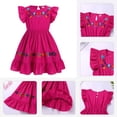 thumbnail image 5 of IBTOM CASTLE Toddler Kids Girl Mexican Ruffle A-Line Dress Traditional Floral Embroidery Ethnic Wear Fiesta Dresses 3-4 Years Hot Pink, 5 of 8