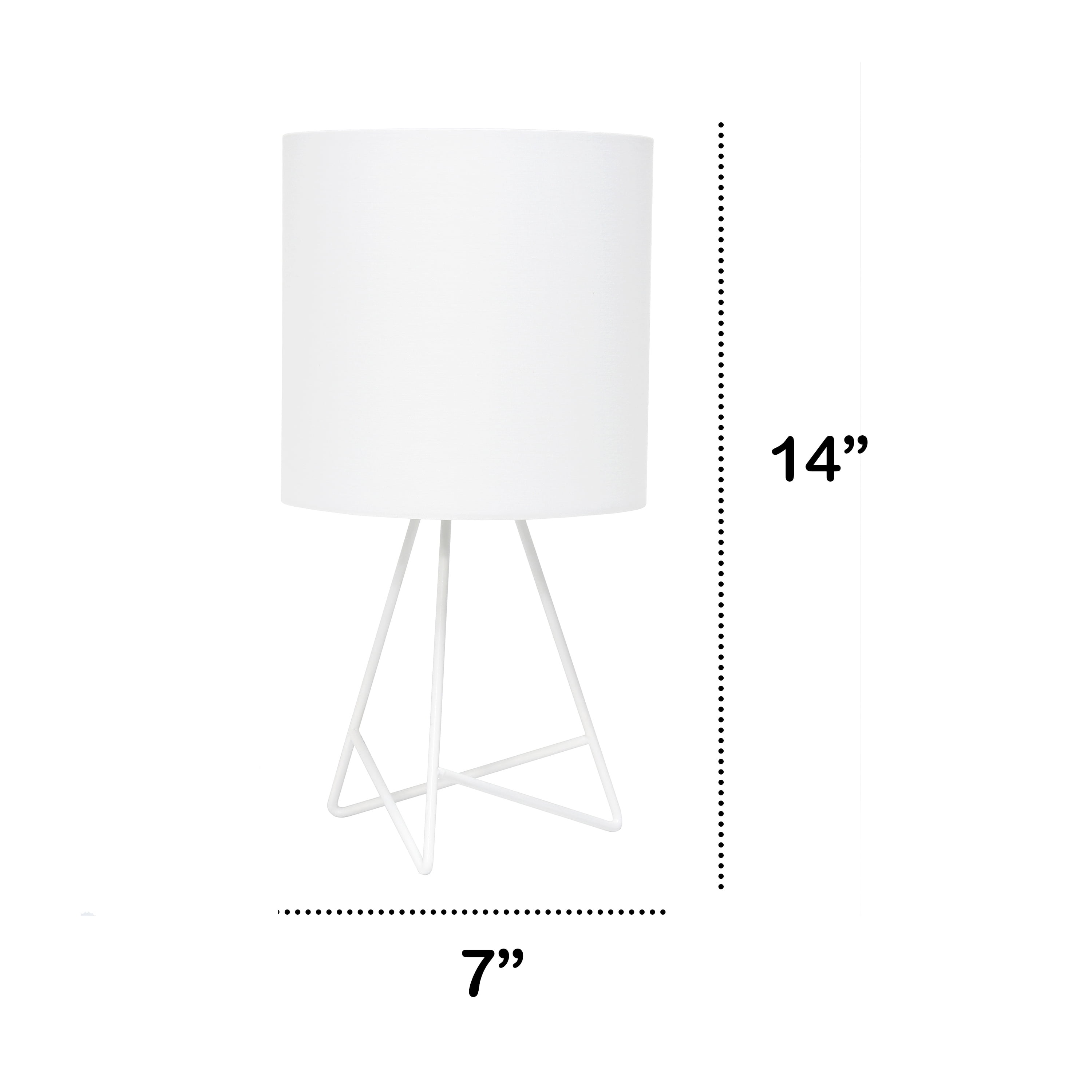 Creekwood Home Glamora 14" Modern Chic Wire Table Lamp with LED Bulb, White w/ White Shade