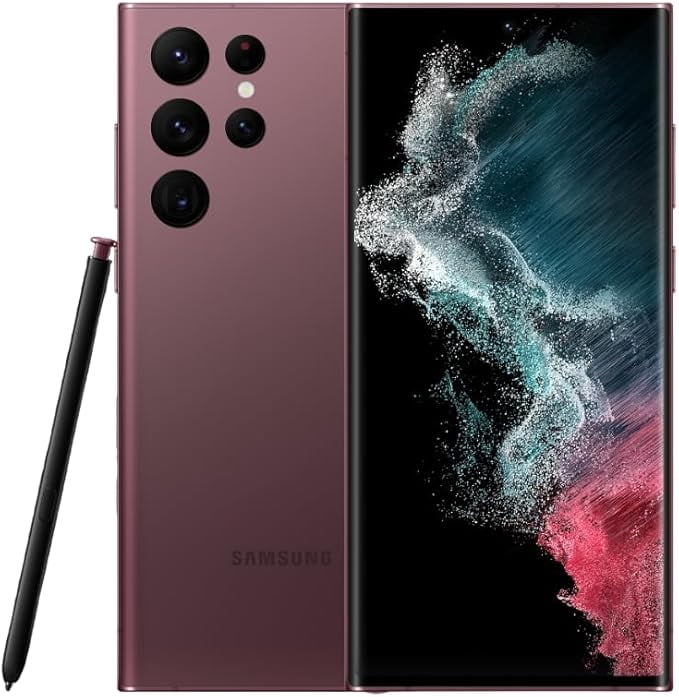 Restored Samsung Galaxy S22 Ultra, 128GB, Factory Unlocked 5G Smartphone, Burgundy (Refurbished)