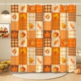 thumbnail image 4 of FRAMICS Fall Pumpkin Shower Curtain Sets with Non-Slip Rugs and Hooks, 16-Piece Thanksgiving Leaves Plaid Bathroom Sets, Waterproof Fabric Orange Bathroom Decor Set, 4 of 10