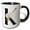 Black/White, variant on 3drose, Pretty Tropical Leaf Monogram Initial K, 11oz Two-tone Blue Mug