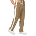 thumbnail image 4 of DDAPJ pyju Men's Baggy Pants Thin Fleece Sweatpants Drawstring Side Stripes Athletic Gym Pants with Pockets Khaki XL, 4 of 8