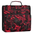 thumbnail image 2 of Haosy 3 Ring Zipper Binder with Shoulder Strap Waterproof Trapper Keeper 2 Inch D-Ring 500 Sheets Capacity, Red Black Pixel Cyberpunk Cityscape, 2 of 8