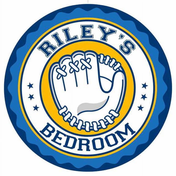 RILEY'S Baseball Glove Bedroom 14" Round Metal Sign Boys Room 100140029102