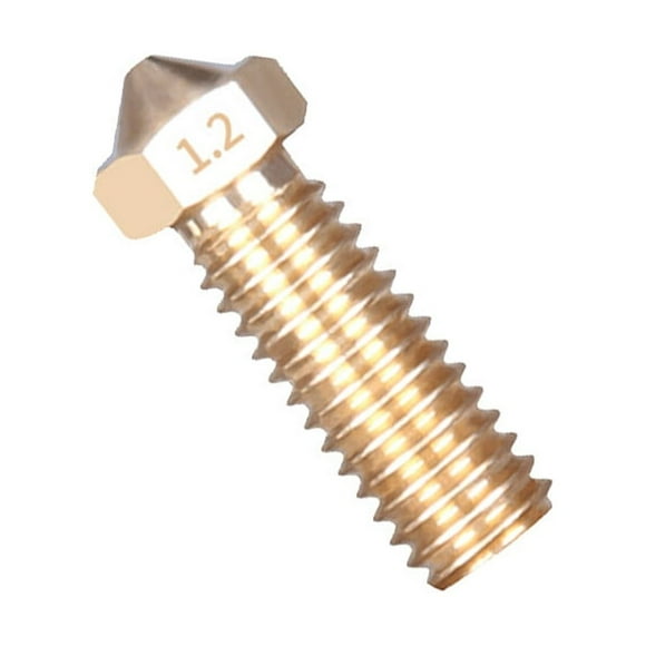 Thinson 3D Printer Nozzle 1.75mm Extruder Large Flow Nozzle M6 Threaded 3D Printer Parts, Brass, 1.2mm, Gold