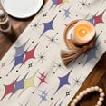 thumbnail image 3 of Red Yellow Diamond Table Runner - 70 Inch Long Modern Geometric Middle Century Beige Cotton and Linen Blended Dress Scarves Farmhouse Table Runner for Kitchen Dining, Coffee Table, 13" x 70", 3 of 8